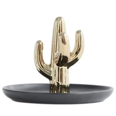 Wholesale Cactus Design Small Ceramic Jewelry Ring Holder Dish