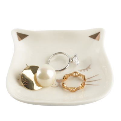 Wholesale decorative cat shape ceramic ring trinket jewellery dish