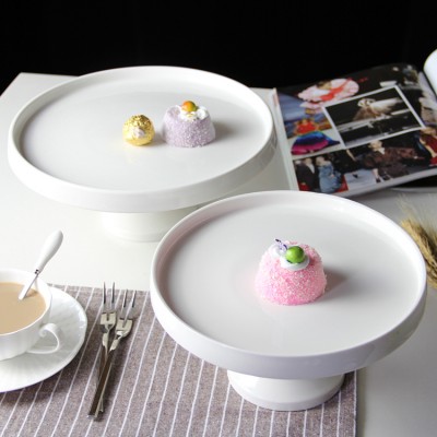 Wholesale Porcelain White 9 Inch Round Cake Coupe Plate with Stand