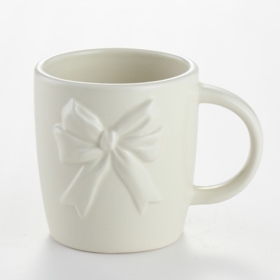 Vara Bow ceramic embossed personalized coffee mug cup