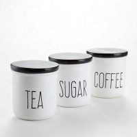 Ceramic wholesale  tea sugar coffee storage jar set with lid